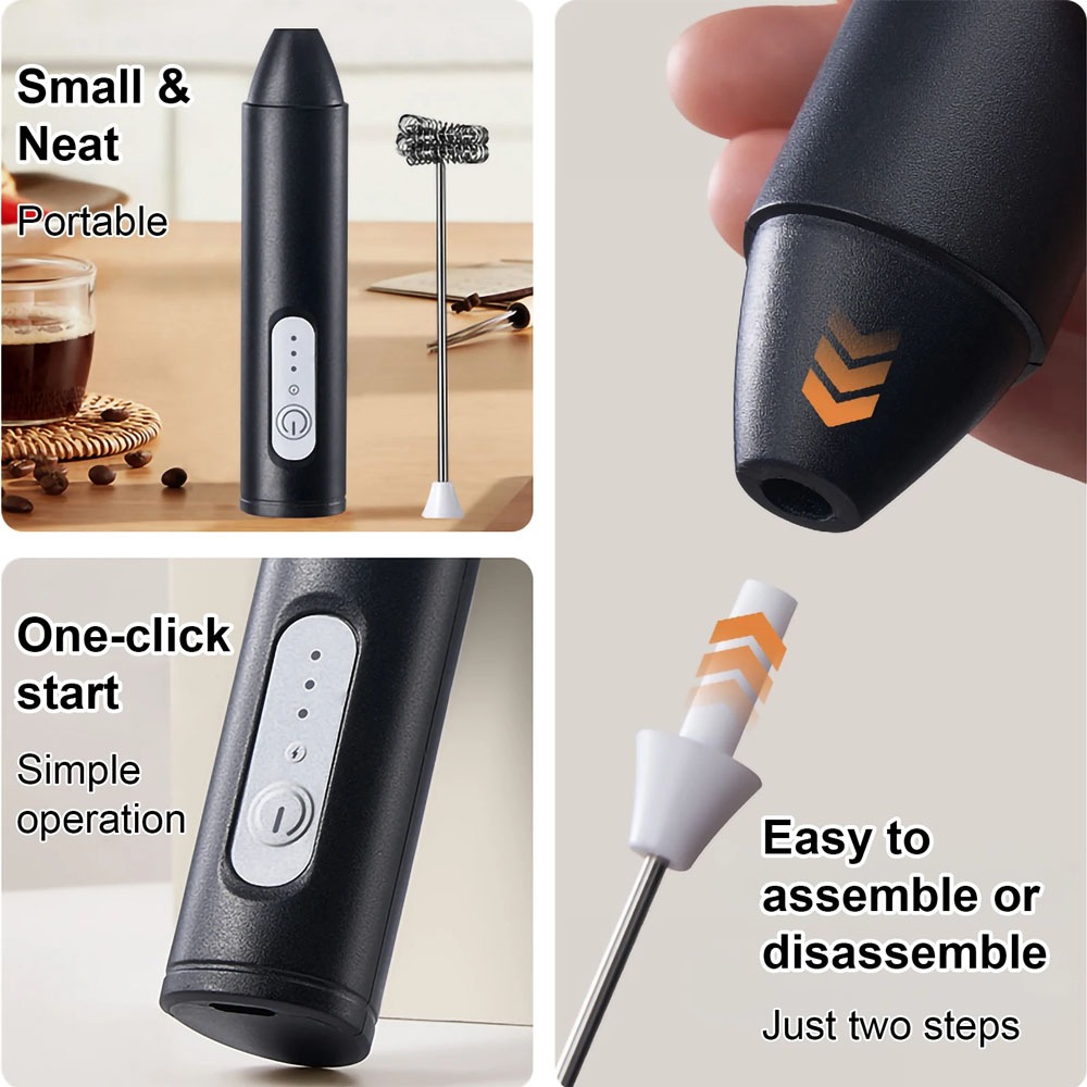 Rechargeable Coffee Beater USB Milk Frother for Coffee, Cappuccino, Latte, Matcha & Hot Chocolate - Image 2
