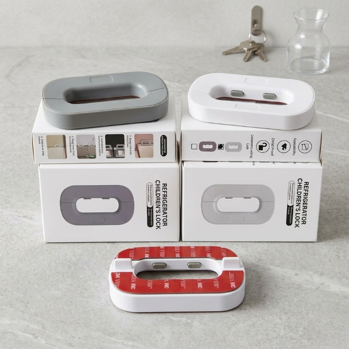 Premium Refrigerator Children's Lock Self-Adhesive Baby Safety Freezer Door Lock with One-Hand Operation - Image 3