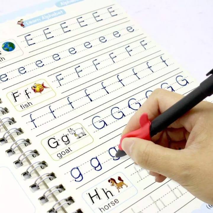 Sank Magic Practice Copybook Set 4 Pcs Reusable Handwriting Practice Books With 10 Refills for Kids with Magic Ink Technology - Image 2