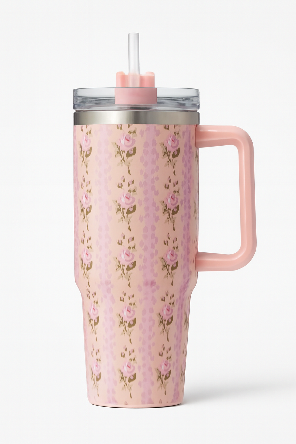 Floral Insulated Travel Tumbler 40oz Double-Wall Vacuum Flask with Ergonomic Handle & Leak-Resistant Lid (Random Colour) - Image 3