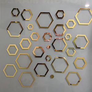 Hexagonal 2D Acrylic Wall Mirror Stickers