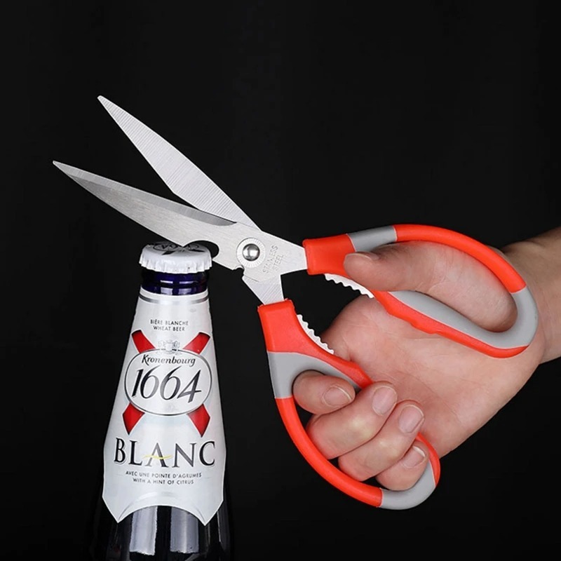 Kitchen Use Multipurpose Scissor Soft Grip Stainless Steel With Bottle Opener And Nut Cracker - Image 2