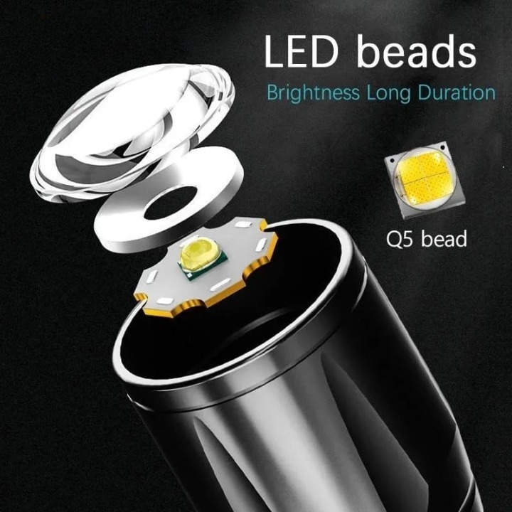Portable LED Flashlight Mini Rechargeable Torch With Side Light & Waterproof Body - Image 2