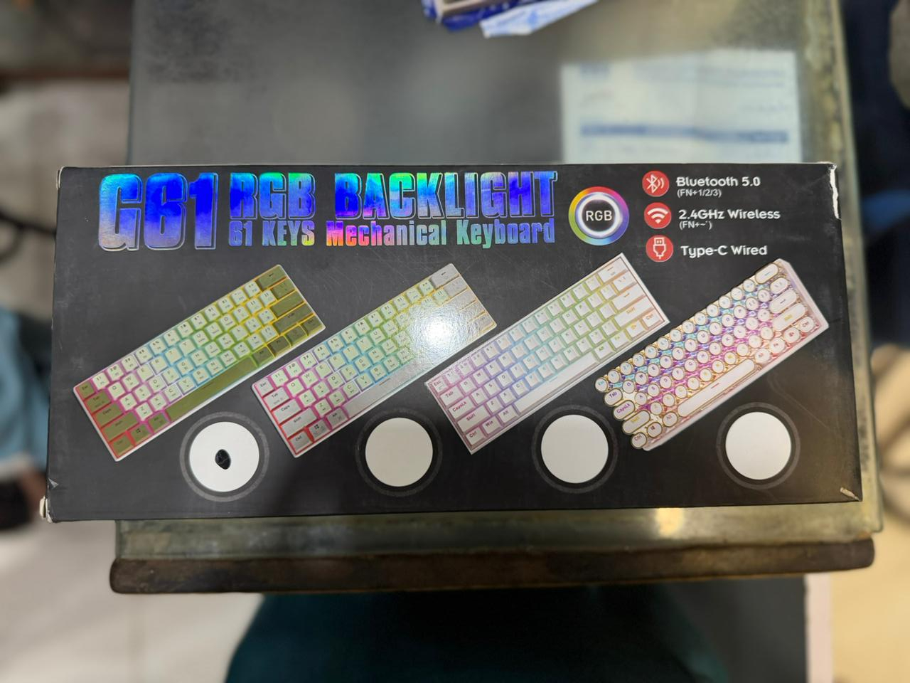 GB1 Ultra-Compact 60% Wireless Mechanical Gaming Keyboard Triple-Mode Connectivity (2.4GHz/Bluetooth/USB-C), RGB Backlit, 61 Keys Hot-Swappable Pro Gamer Edition - Image 4