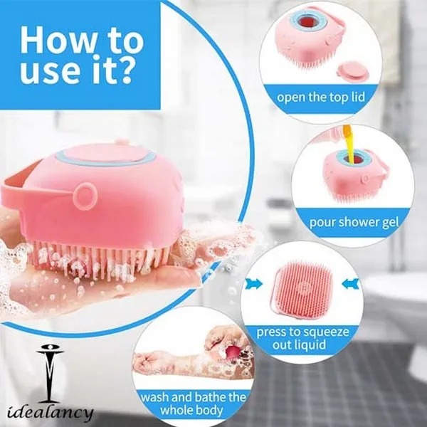 Silicone Bath Body Brush | Exfoliating Scrub with Soap Dispenser | Ultra Soft Shower Sponge & Massager | Random Colour - Image 4