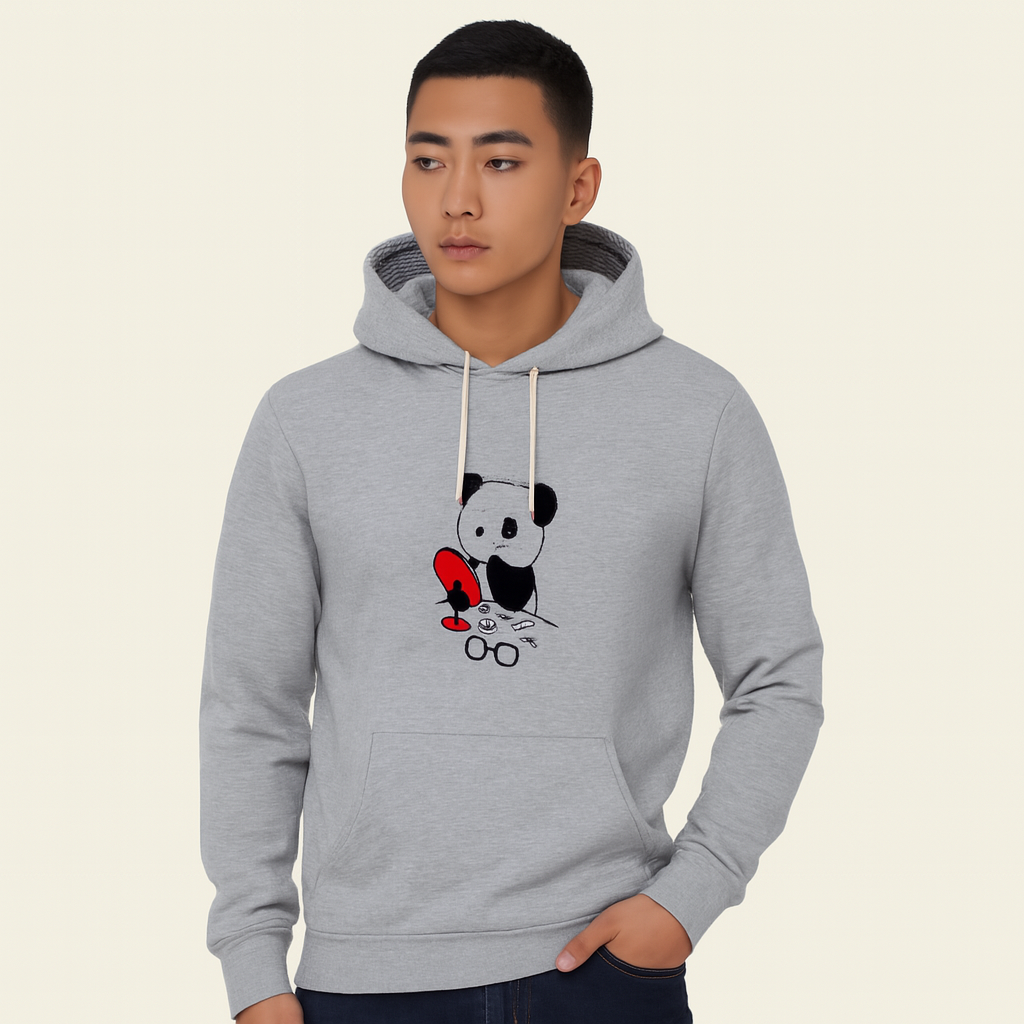 Premium Grey Bear Print Hoodie for Men & Boys Summer Casual Collection - Image 2