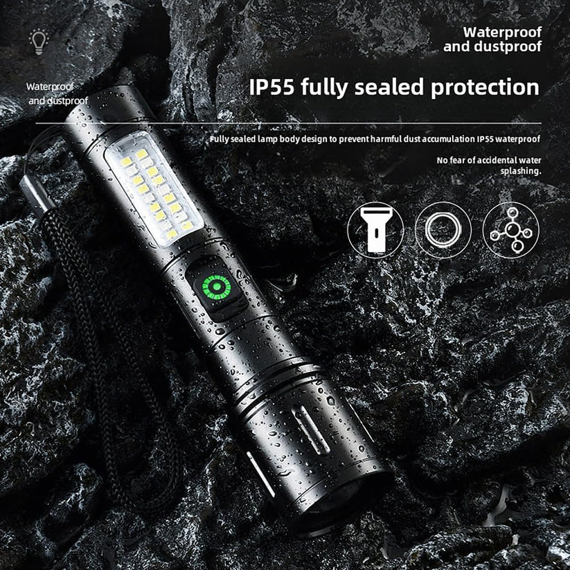 Rechargeable White Laser Super Battery Aluminum LED Flashlight, Body Tactical,Long Battery Zoomable, Light - Image 4
