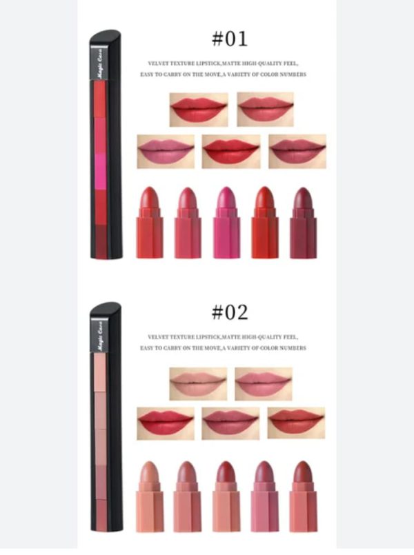 5 In 1 Huda Beauty Lipstick Nude Shades - Image 3