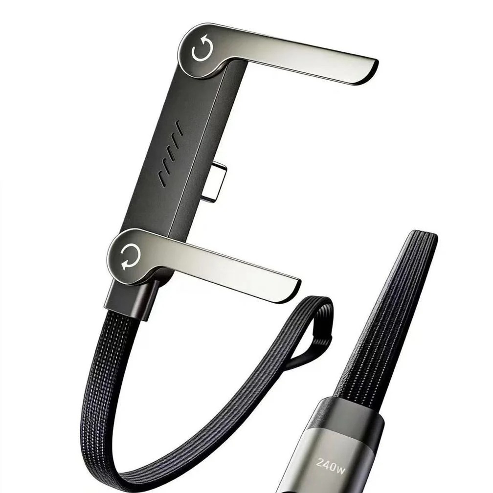240W Type-C to Type-C Fast Charging Cable with Adjustable Stand 1.5M PD 3.1 90° Elbow Gaming Cable - Image 3