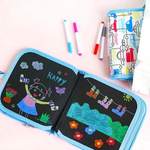 Erasable & Reusable Doodle Magic Blackboard Book with 3 Color Markers Kids Drawing & Learning Activity Book (Random Color) - Image 3