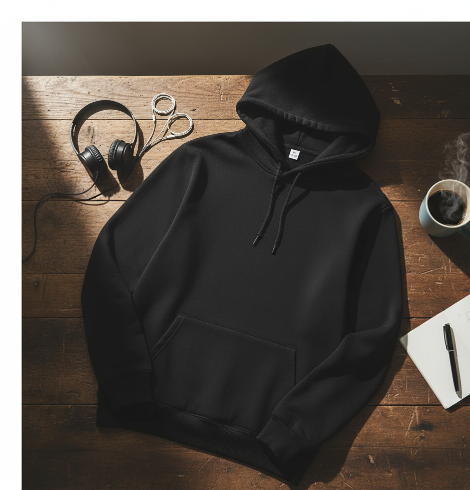 Black Polyester Hoodie Warm, Soft & Stylish - Image 2