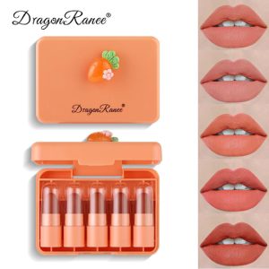 5 Pcs Dragon Ranee Carrot Mini Lipstick Set | Long Lasting Makeup Waterproof Lipstick (Random Color)