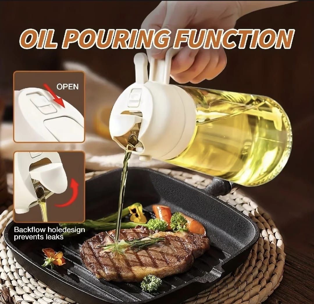 470ml Kitchen Glass Oil Sprayer Bottle | 2?in?1 Olive Oil Dispenser