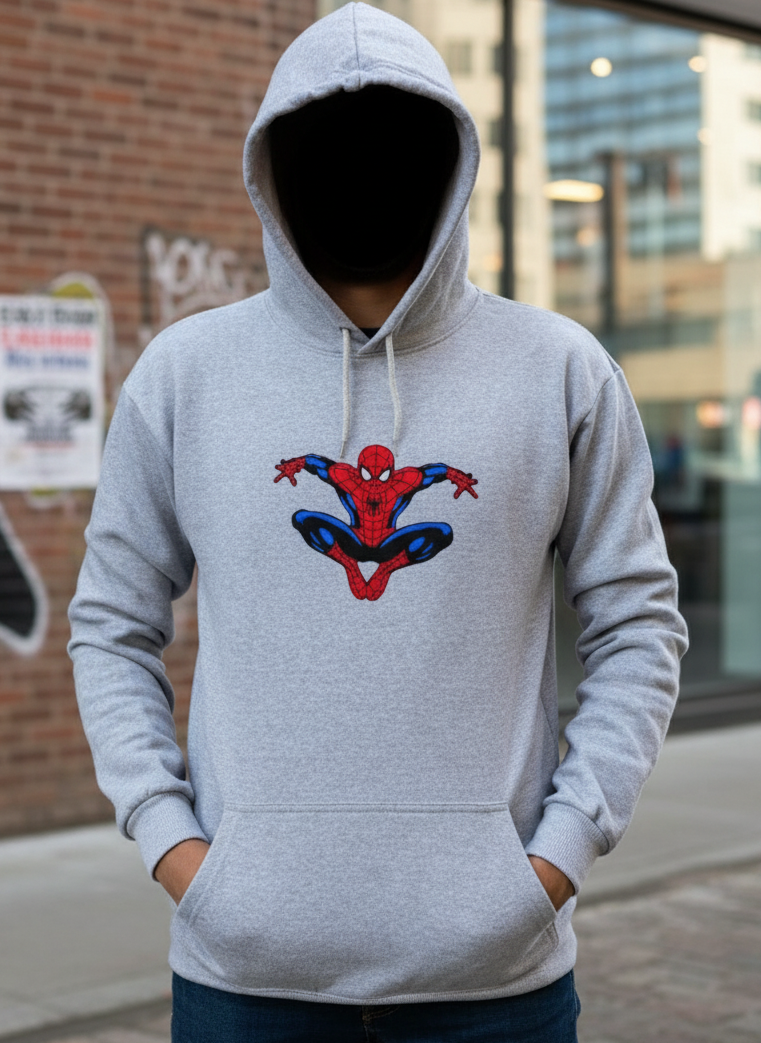 New Summer Collection Full Grey Hoodie SPIDER MAN Printed For Girl And Boys - Image 2