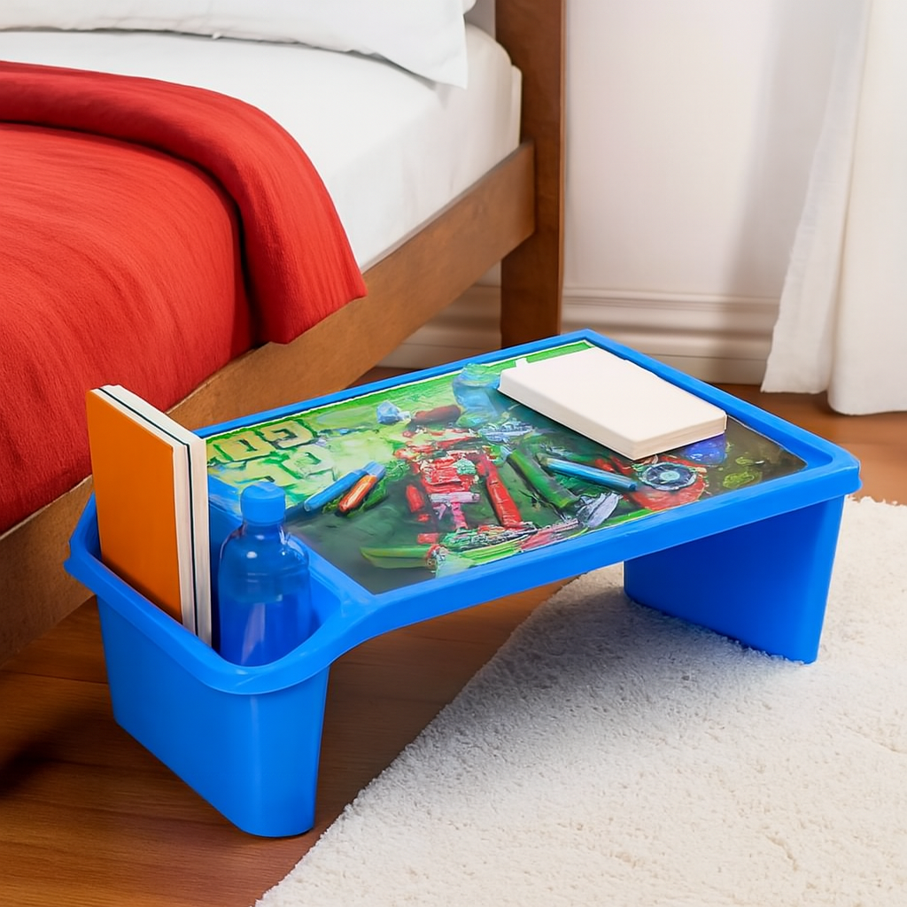 Kids Portable Study Table Multifunctional Plastic Desk with Side Storage (Random Color) - Image 2
