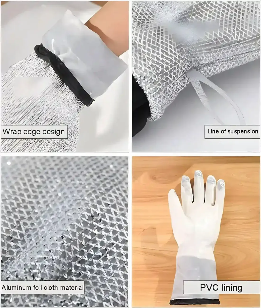 Title: Heavy-Duty Silver Heat-Resistant Oven Mitts Professional Grade Kitchen Safety (Pair) - Image 3