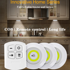 Pack of 3 LED Remote Control Lights Tap Lights with Self Adhesive for Cabinet, Wardrobe & Kitchen