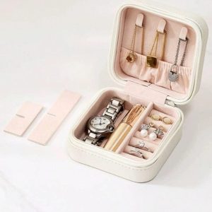 QSJ-178 Mini Jewelry Organizer Compact Storage Box, Elegant and Practical Accessory for Women- RANDOM COLOUR
