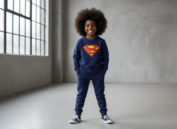 Superman Printed Sweatshirt & Pajama Trouser Tracksuit for Kids - Image 3