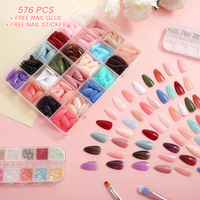 Artificial Nails Pack - 576 Nails with Glue & Stickers - Image 4