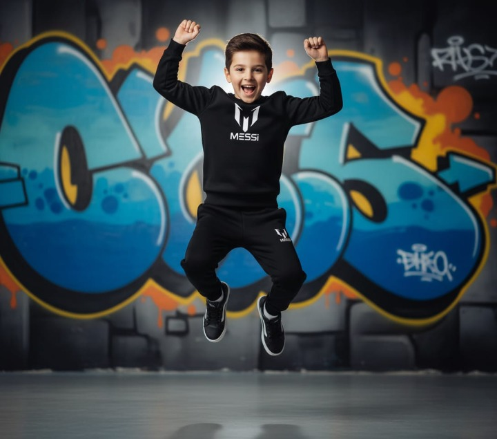 Kids Missi Printed Black & Black Tracksuit Set - Image 2