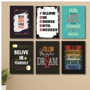Set of 6 Wooden Photo Tile Wall Art Frames (8×11 Inches) Premium MDF Spiritual Wall Décor with Easy Stick Back