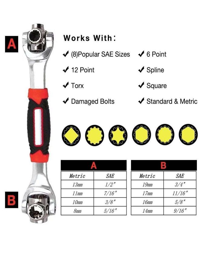 48-In-1 Universal Multi-Function Wrench 360° Rotary Adjustable Spanner for Nuts & Bolts - Image 2