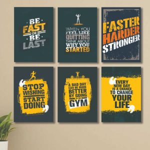 6 PC Wall Decor Cardboard Phototiles With Double Sided Back Sticking  Gym Hardest Quotes