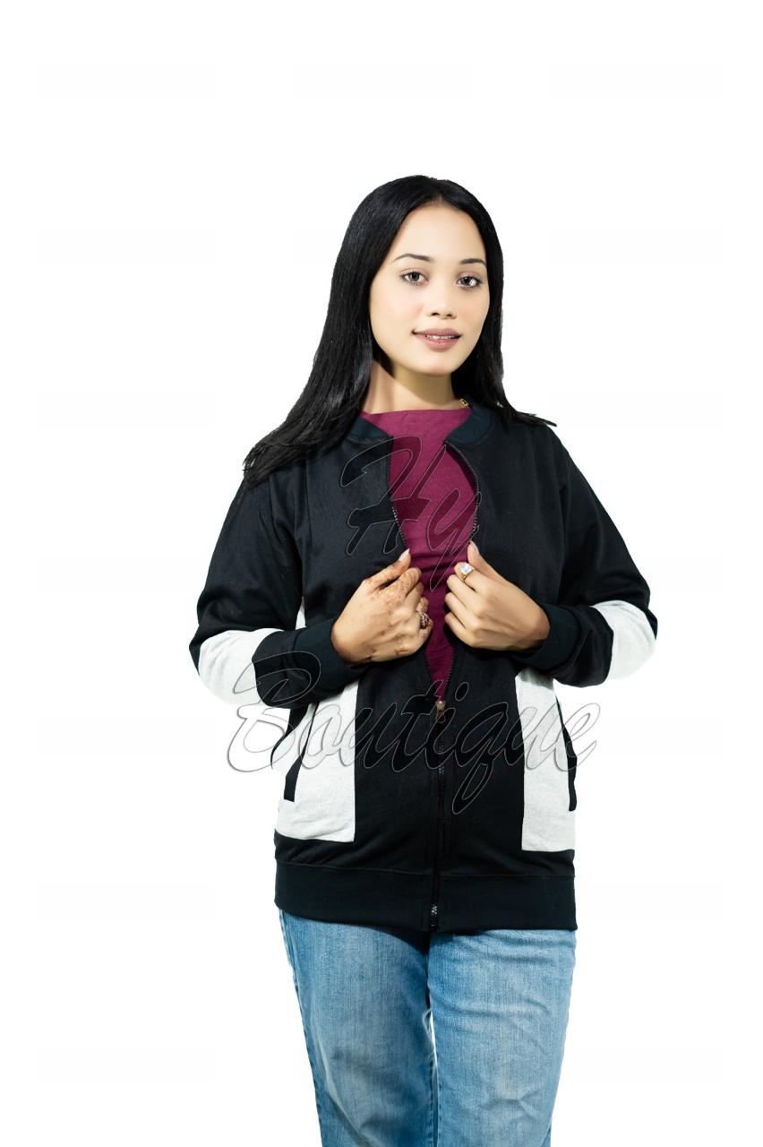Winter Collection Womens Black & White Printed Jacket | Stylish & Warm Outerwear | Trendy Winter Fashion for Ladies