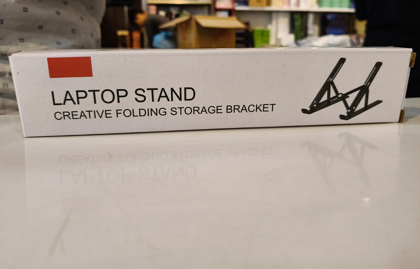 Metal Body Laptop Stand | Creative Folding Storage Bracket | Adjustable Portable Durable | 24×4.5cm Folded / 24×16.5cm Opened - Image 4