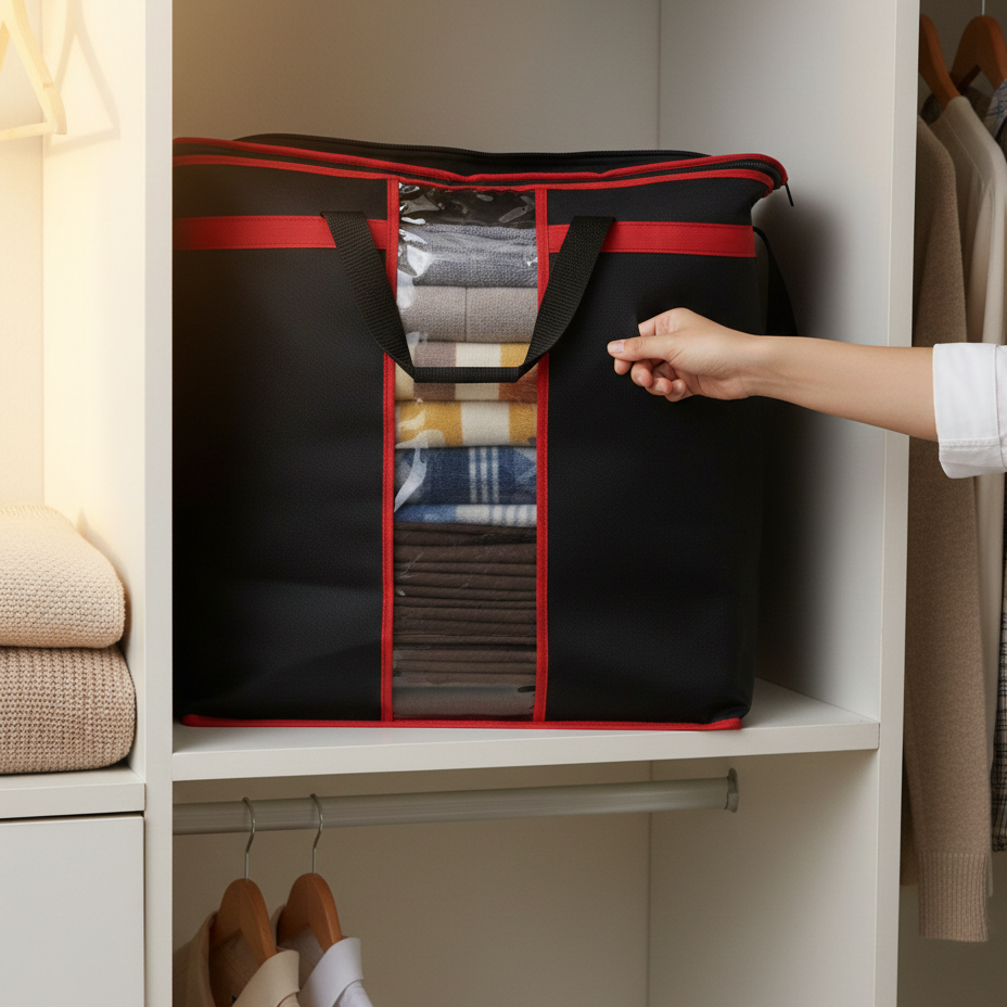 Large Storage Bag Organizers Heavy-Duty Clothes & Blanket Storage Solution | Foldable, Spacious, Durable - Image 2
