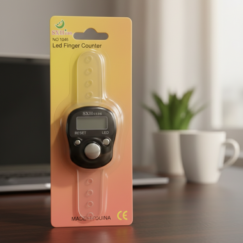 Digital Tasbeeh Finger Counter With Reset And Led Indicator Ring Tally Counter Electronic Tasbih SXH5136 (Random Color) - Image 2