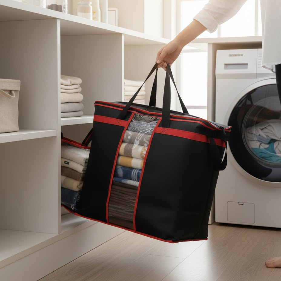 Large Storage Bag Organizers Heavy-Duty Clothes & Blanket Storage Solution | Foldable, Spacious, Durable - Image 4