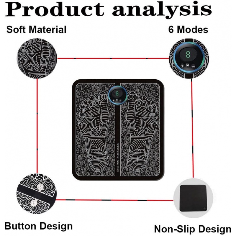 EMS Foot Massager Mat Electric USB Charging Smart Display Tens Acupuncture Feet Cushion Blood Circulation Pad Health Care Home - Image 2