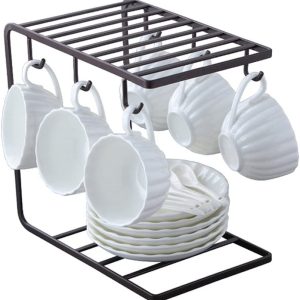 Metal Mug Stand Holder Tree Rack  Modern Space-Saving Mug Organizer with Smooth Hooks for Kitchen & Coffee Corner Decor