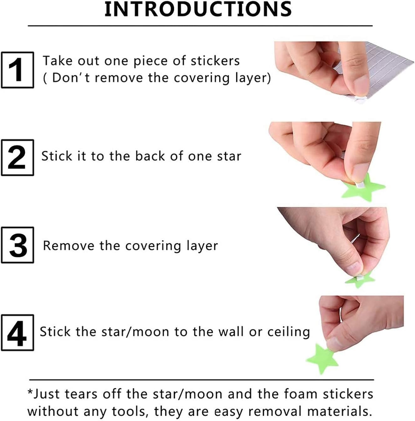 Pack of 100 3D Glowing Stars for Ceiling and Wall Decoration Luminous Night Sky Stickers for Kids Rooms, Bedrooms, and Nurseries Glow-in-the-Dark Wall Decals with Adhesive - Image 4