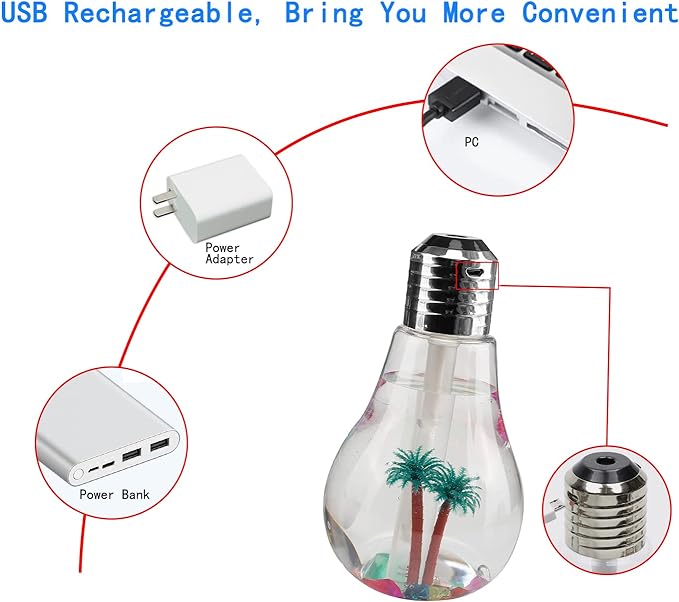 USB Air Humidifier | Bulb Humidifier Lamp Shape - Image 2