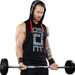 Black Gym Sleeveless Hood Tracksuit - Black Gym Sleeveless Hood Summer Tracksuit - Ready to Wear 2-Piece Set | Men's Sports & Jogging Wear