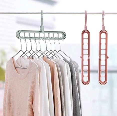 Magic Hanger Multipurpose 9 Hole Space Saving Closet Organizer Multicolor