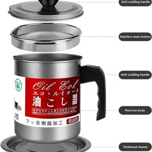 Oil Storage and Filtration Pot with lid