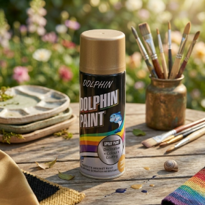 Dolphin Chrome Gold Spray Paint 300ml High Shine Metallic Finish Spray