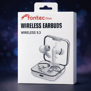 Fontec Glow Wireless Earbuds  Bluetooth 5.3 Gaming Earphones with ENC Noise Cancellation & Transparent Charging Case