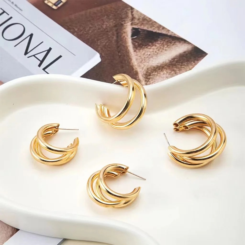 Punk Oval Hoop Earrings Metallic Geometric Ear Buckle Minimalist Style U-shaped Daily Life Earring Accessories For Women Round Piercing Jewelry Gift - Image 5