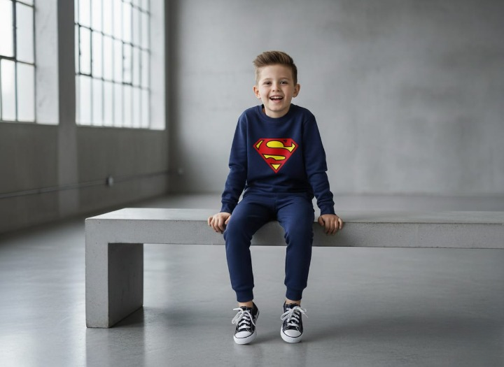 Superman Printed Sweatshirt & Pajama Trouser Tracksuit for Kids