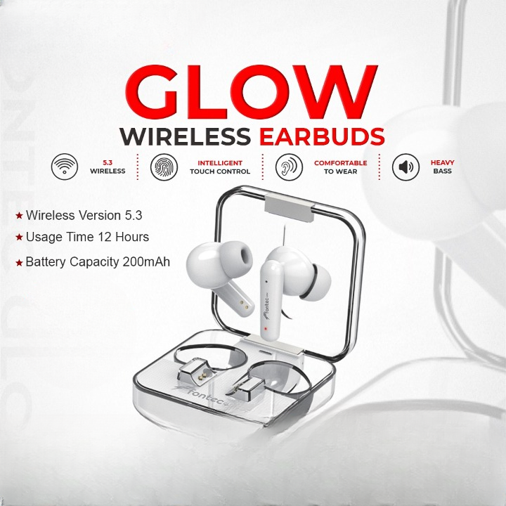 Fontec Glow Airbuds ENC Gaming Wireless Earbuds with Deep Bass & LED Display - Image 2