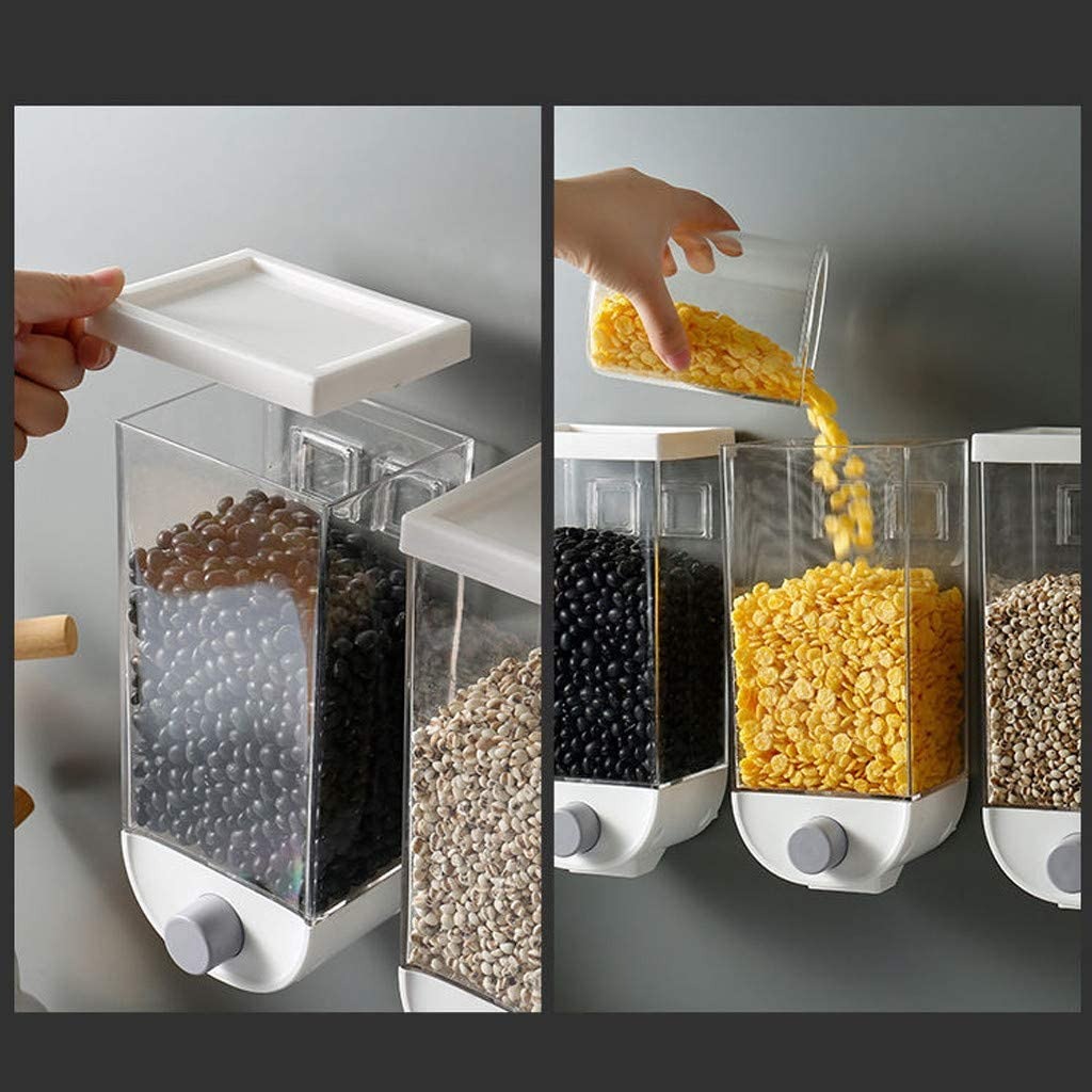1Pc 1500ml Wall-Mounted Grain Storage Box Cereal, Rice, Oatmeal & Dry Fruit Dispenser | Kitchen Food Organizer Container - Image 2