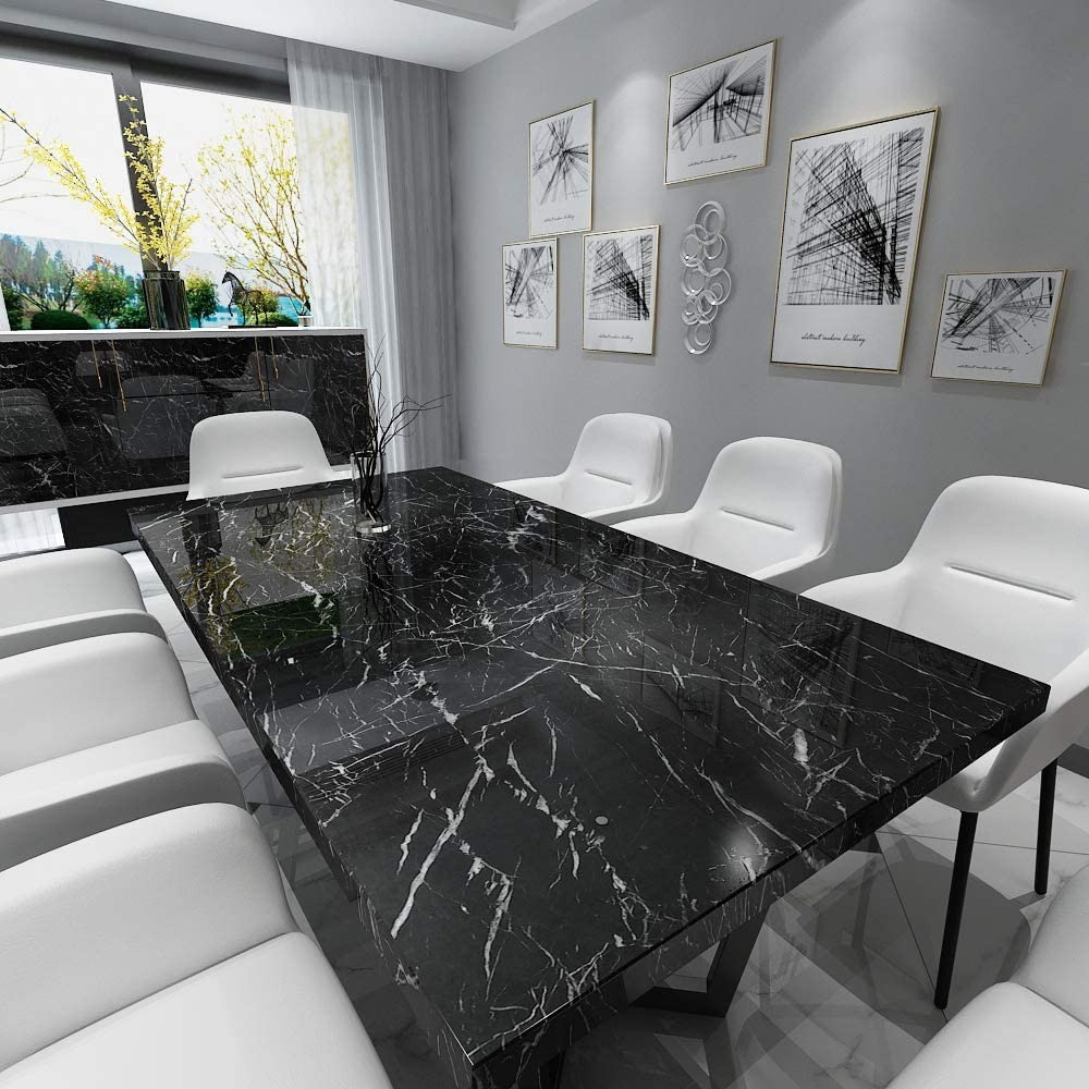 Self Adhesive Black Marble Sheet For Kitchen Waterproof, Heat And Oil Resistant Wallpap er For Countertops, Cabinets, And Furniture(60x200) - Image 3