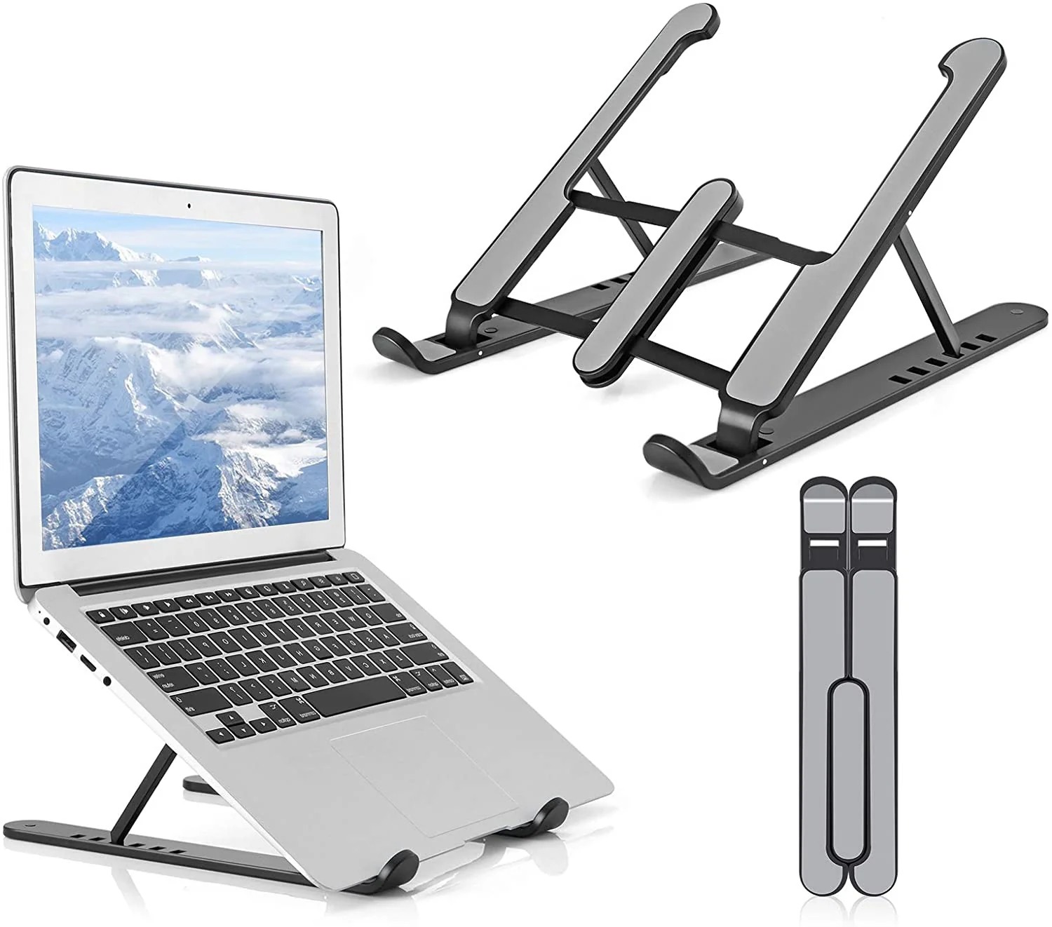 Metal Body Laptop Stand | Creative Folding Storage Bracket | Adjustable Portable Durable | 24×4.5cm Folded / 24×16.5cm Opened - Image 2