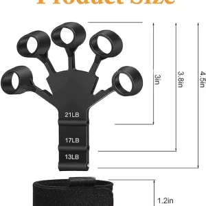 Adjustable Finger Strengthener Hand Grip Trainer  13LB to 21LB Resistance, Finger Exerciser for Guitar, Fitness & Rehab