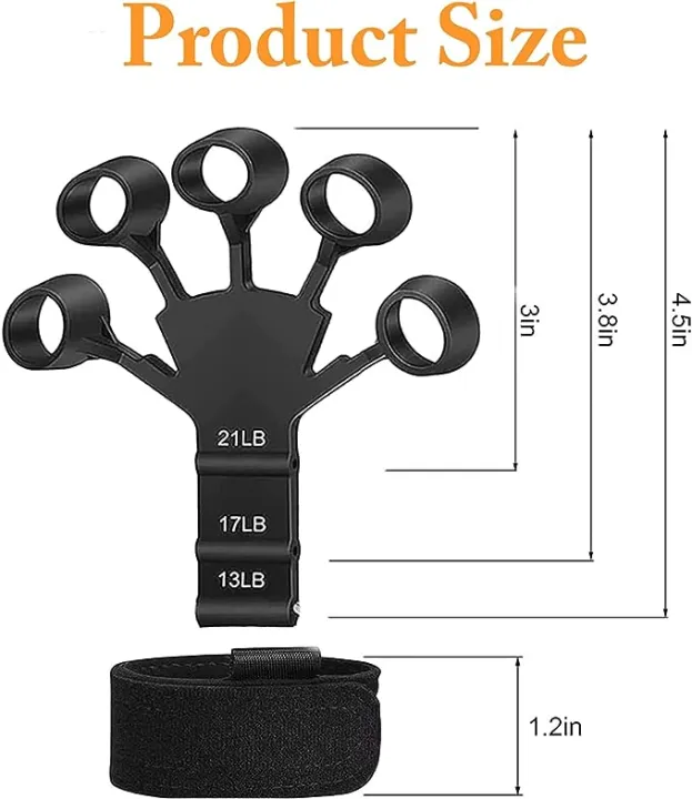 Adjustable Finger Strengthener Hand Grip Trainer 13LB to 21LB Resistance, Finger Exerciser for Guitar, Fitness & Rehab